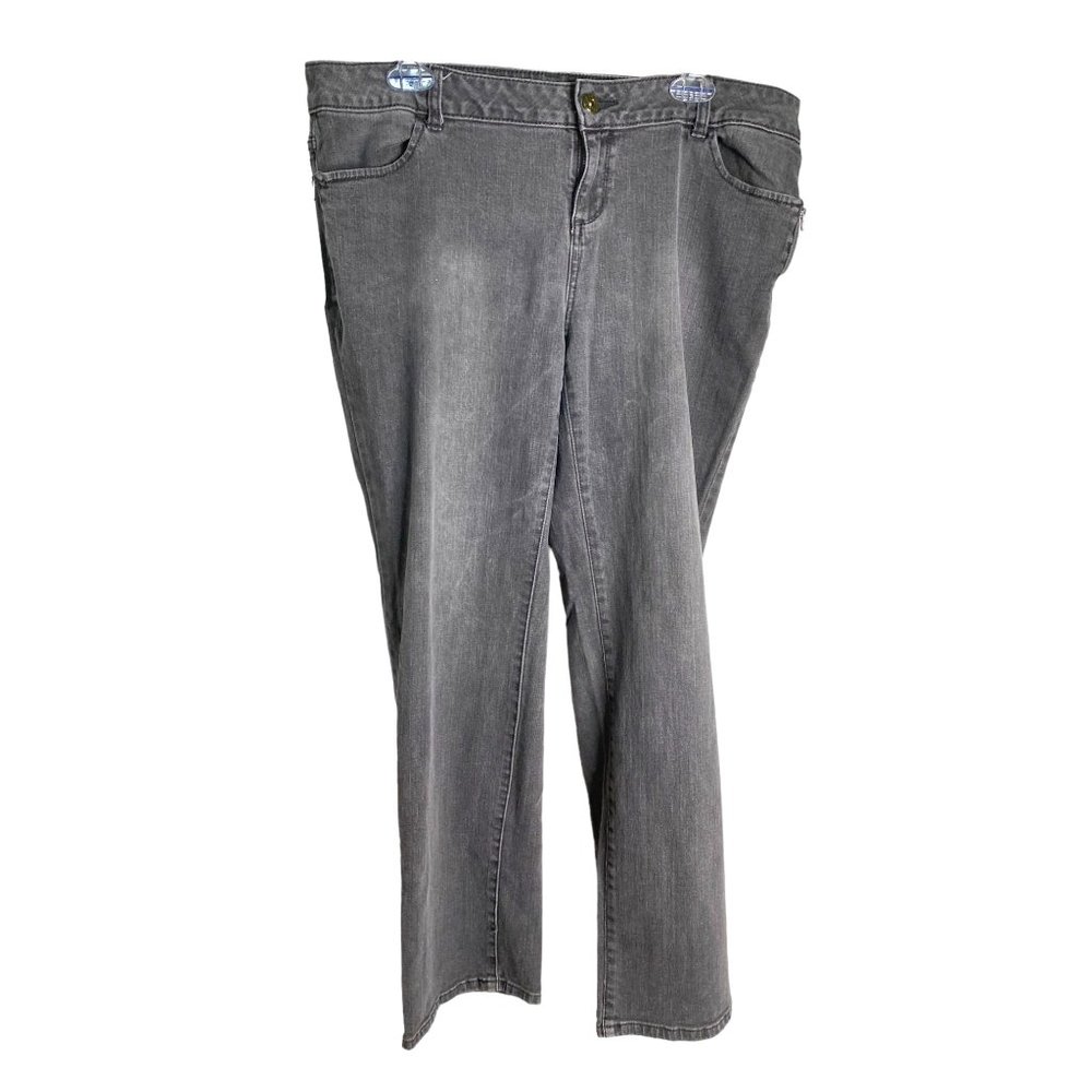 Simply Vera Wang Womens Grey Cotton Jeans with Zipper Pockets Size 16P Steampunk